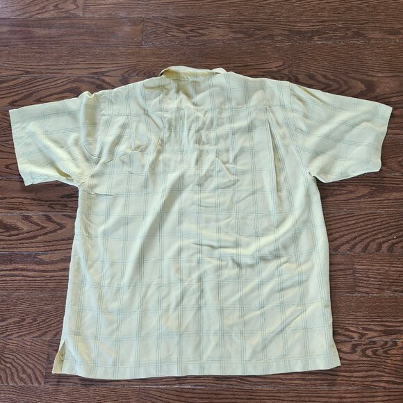 Tommy Bahama Men’s Sz L Yellow Plaid Hawaiian Silk Short Sleeve Button Up Shirt - Picture 2 of 8
